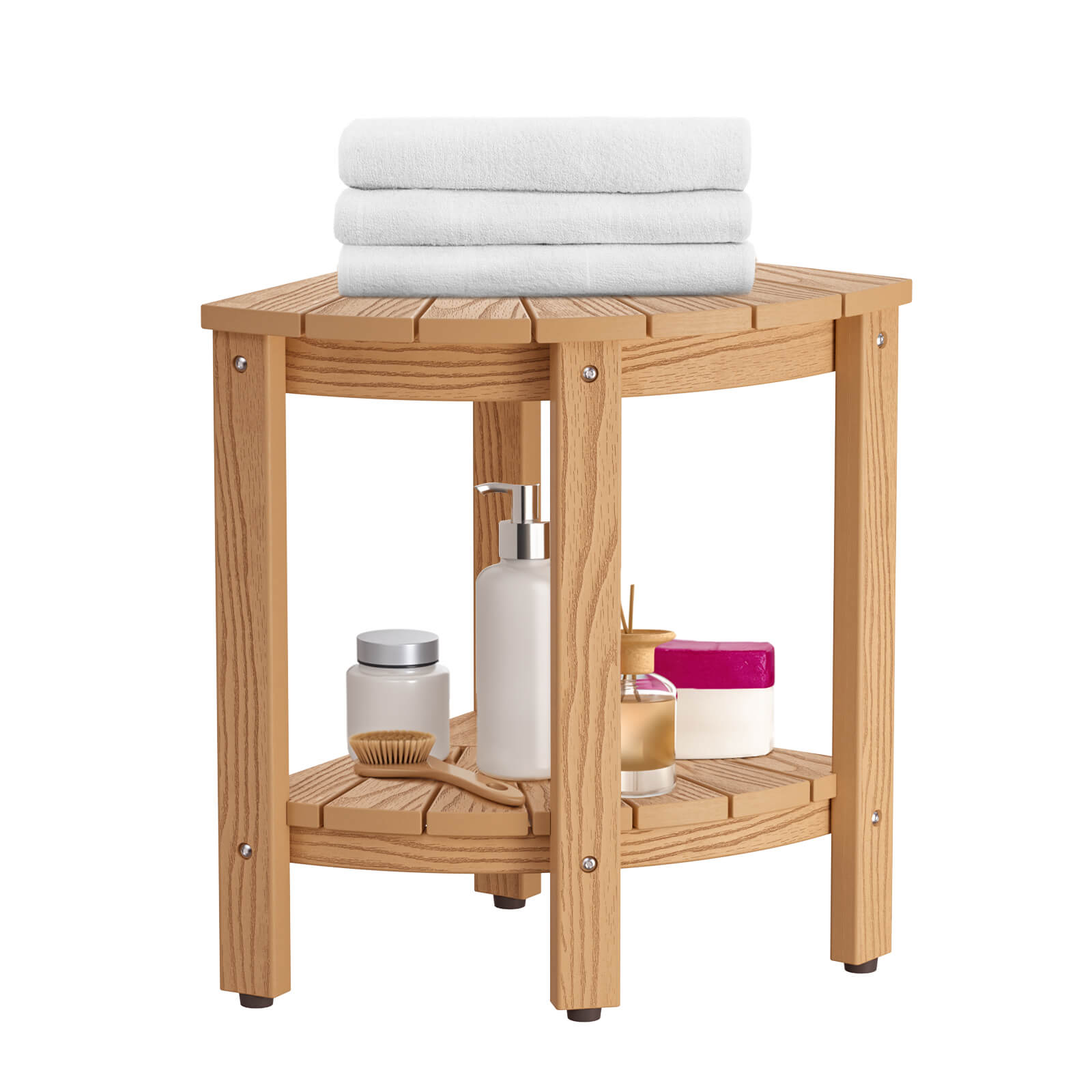 Corner bamboo shower discount bench