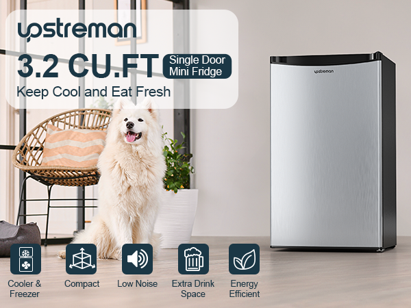 Upstreman 3.2 Cu.Ft Mini Fridge with Freezer, Single Door Mini Fridge,  Adjustable Thermostat, Mini Refrigerator for Dorm, Office, Bedroom,  Stainless Steel-SR321 - Yahoo Shopping