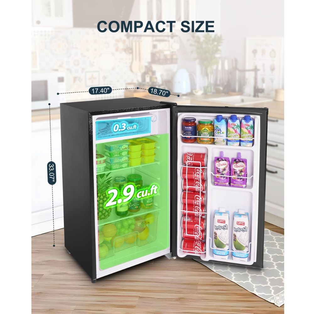 Black-BR321 Mini Refrigerator with Freezer - Upstreman 3.2 Cu.Ft Single  Door