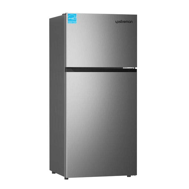 Upstreman 17.6 Cu.Ft. Double Door Fridge in White Steel with Large Capacity Top Freezer, Frost Free, Adjustable Thermostat Control, Fingerprint-resistant,Reversible Door Swing, ENERGY STAR