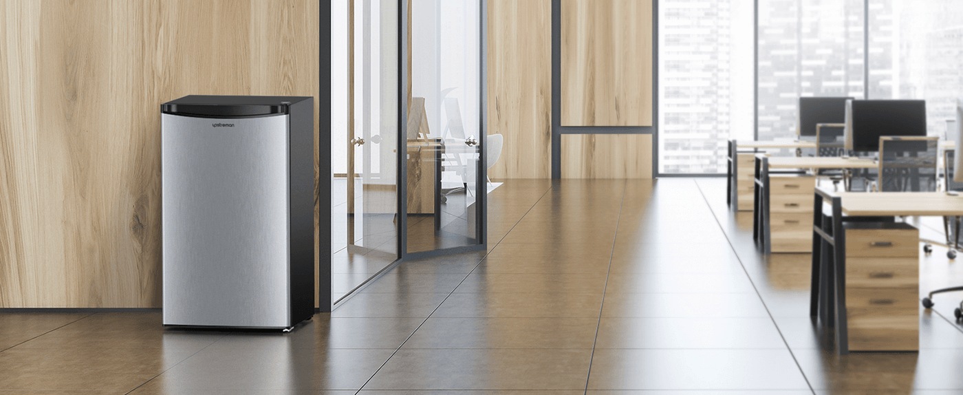  Upstreman Mini refrigerador de 3.2 pies cúbicos con congelador,  puerta individual, termostato ajustable, refrigerador para dormitorio,  oficina, dormitorio, negro BR321 : Electrodomésticos
